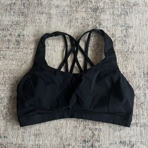 black strapped lululemon bra